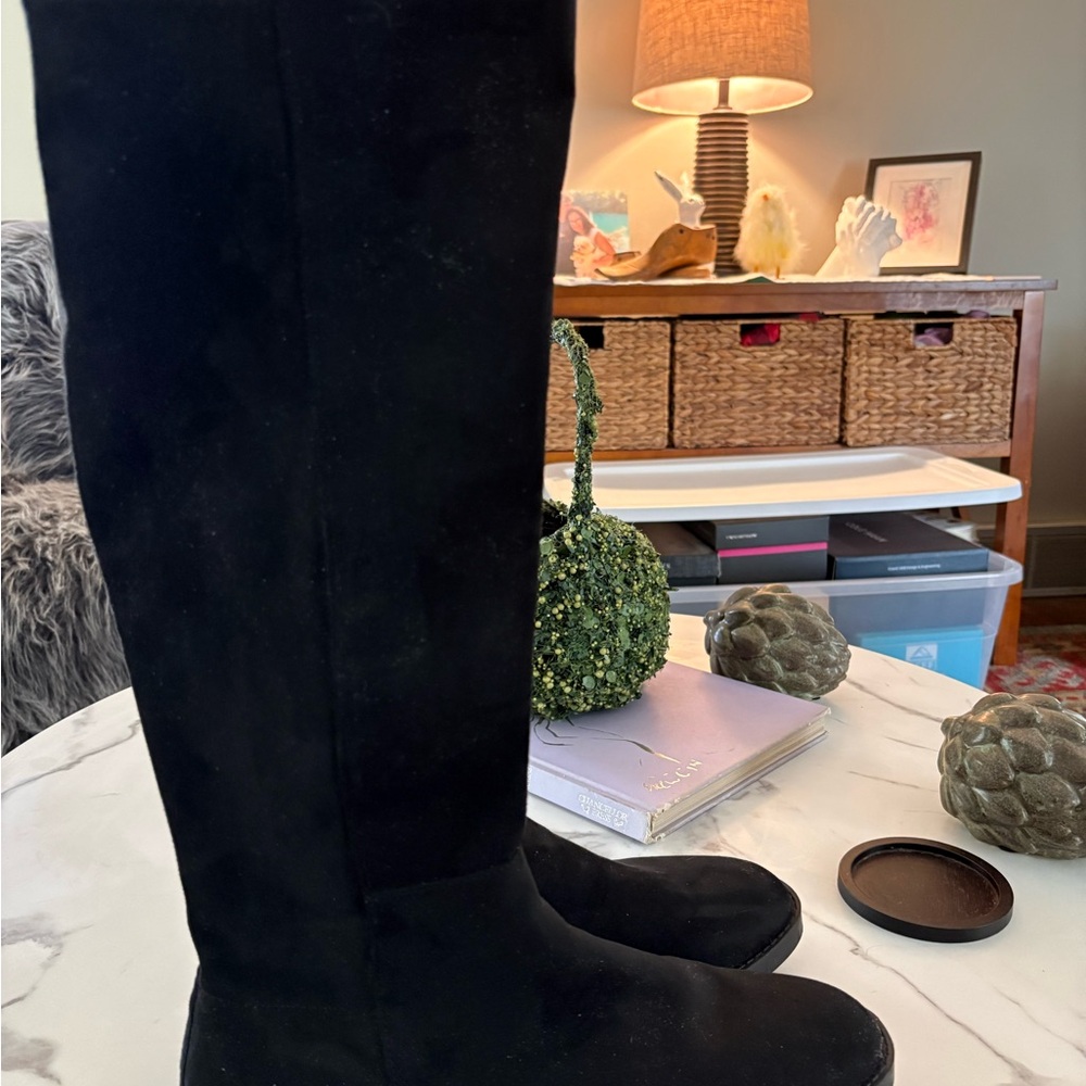 AEROSOLES Black Suede Over-the-Knee Boots